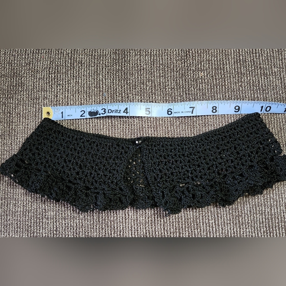 Handmade And Vintage Black Crochet Collar - image 4